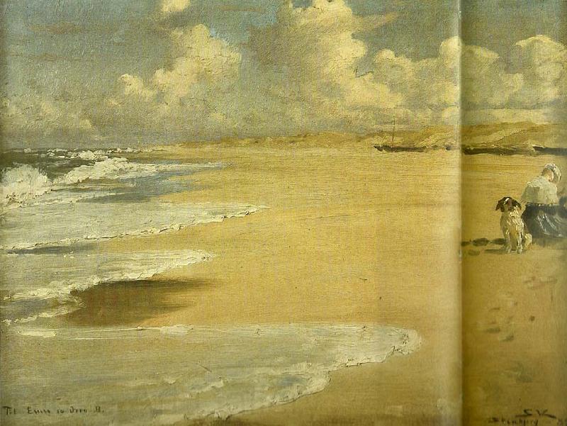 Peter Severin Kroyer stenbjerg strand med kunstnerens hustru marie kroyer malende France oil painting art